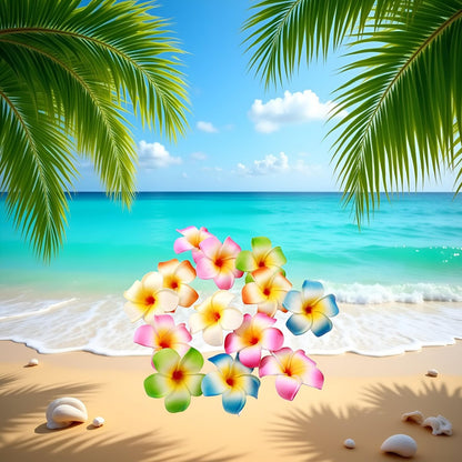 10-Pack Colorful Hawaii Plumeria Flower Hair Clips - Tropical Beach Party Barrettes for Women & Kids Avelisse