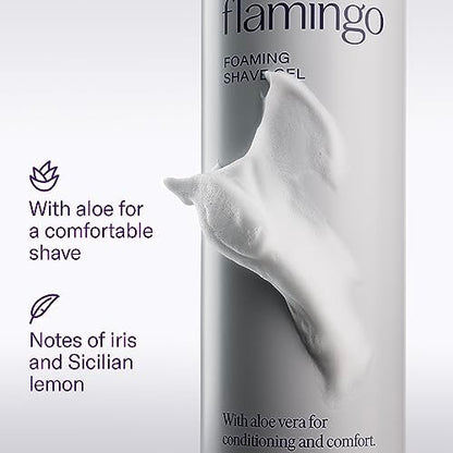 Flamingo Foaming Shaving Gel and Original Razor Blade Refill Cartridges - 6 Count - Women's Shaving Razor Set Avelisse