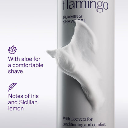 Flamingo Foaming Shaving Gel and Original Razor Blade Refill Cartridges - 6 Count - Women's Shaving Razor Set Avelisse