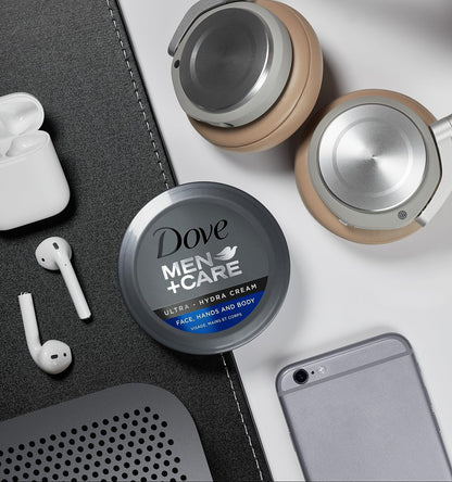 Dove Men+Care Ultra Hydra Cream Face, Hands & Body Moisturizer, 3-Pack of 5.07 oz Each Jar, for All Skin Types