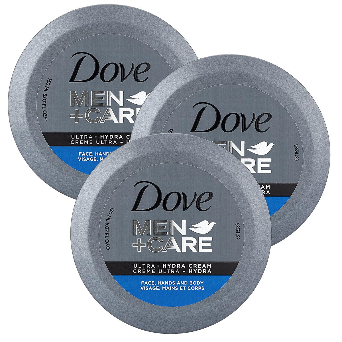 Dove Men+Care Ultra Hydra Cream Face, Hands & Body Moisturizer, 3-Pack of 5.07 oz Each Jar, for All Skin Types - görsel 2