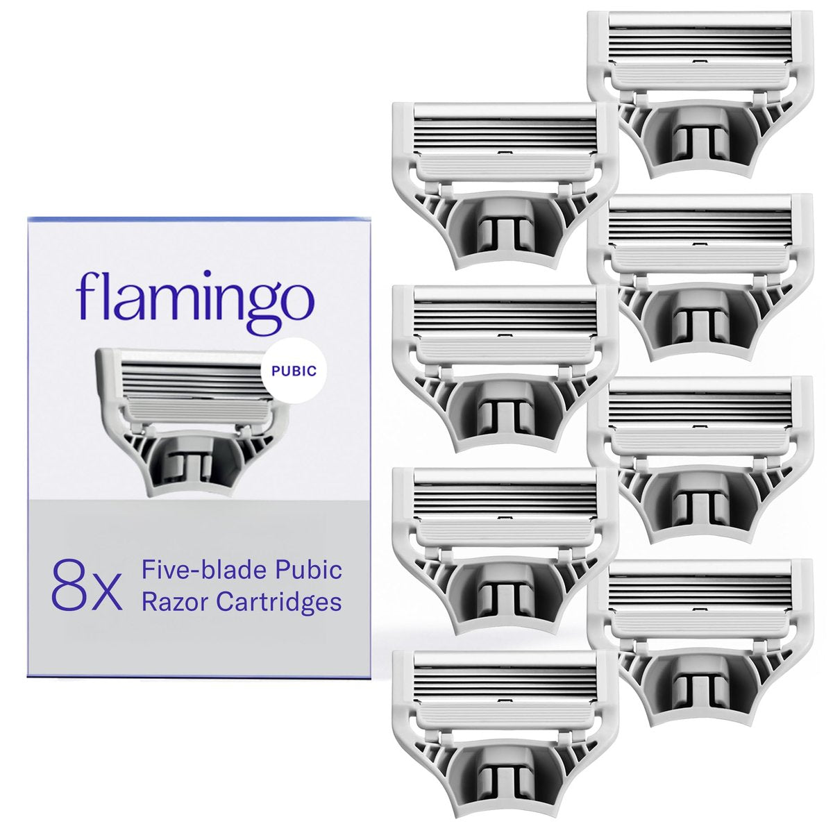 Flamingo Women's Pubic Razor Refill Cartridges for Bikini Line – 8 Count (Purple) - görsel 1