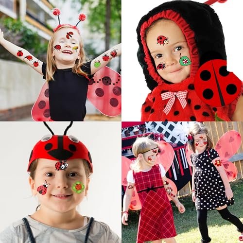 96PCS Ladybug Pre-Cut Temporary Tattoos for Kids - Cute Lady Beetle Bug Tattoos, Party Favors, Birthday Decorations, Classroom Rewards, Halloween Gifts for Boys & Girls - görsel 6