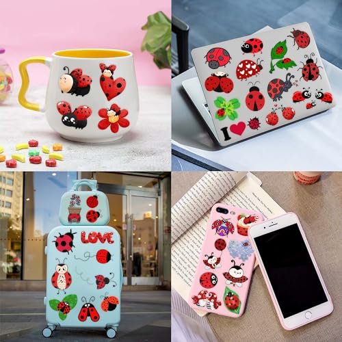 96PCS Ladybug Pre-Cut Temporary Tattoos for Kids - Cute Lady Beetle Bug Tattoos, Party Favors, Birthday Decorations, Classroom Rewards, Halloween Gifts for Boys & Girls - görsel 12