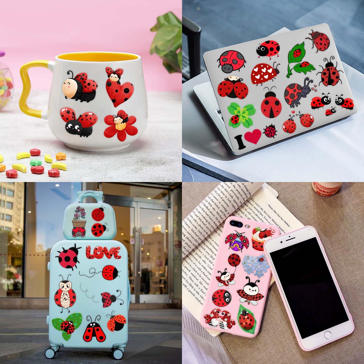 96PCS Ladybug Pre-Cut Temporary Tattoos for Kids - Cute Lady Beetle Bug Tattoos, Party Favors, Birthday Decorations, Classroom Rewards, Halloween Gifts for Boys & Girls - görsel 11