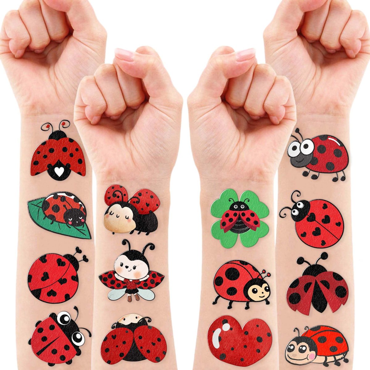 96PCS Ladybug Pre-Cut Temporary Tattoos for Kids - Cute Lady Beetle Bug Tattoos, Party Favors, Birthday Decorations, Classroom Rewards, Halloween Gifts for Boys & Girls - görsel 15