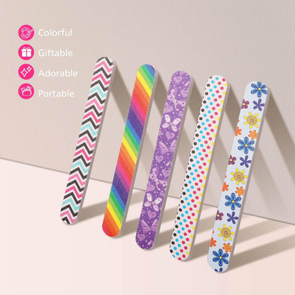 IFUNSON Professional Nail File, Colorful Emery Boards, Manicure Pedicure Tool and Nail Buffering Files, 12 Pack