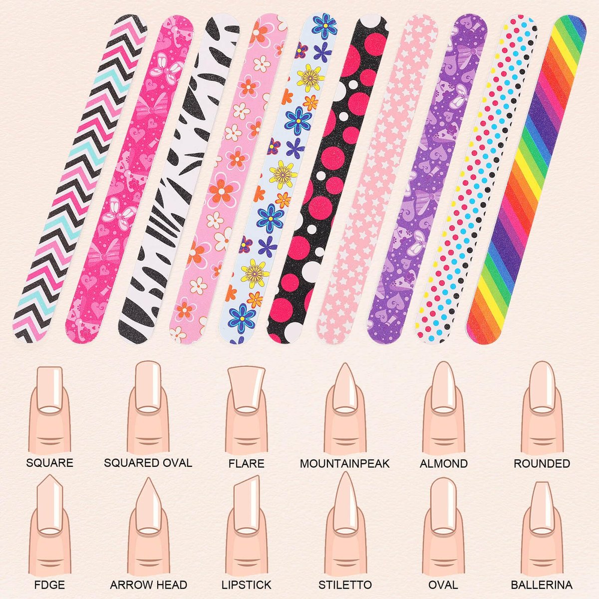 IFUNSON Professional Nail File, Colorful Emery Boards, Manicure Pedicure Tool and Nail Buffering Files, 12 Pack - görsel 7