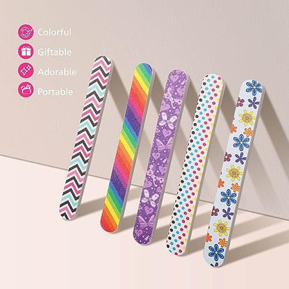 IFUNSON Professional Nail File, Colorful Emery Boards, Manicure Pedicure Tool and Nail Buffering Files, 12 Pack