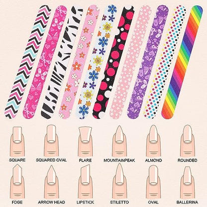 IFUNSON Professional Nail File, Colorful Emery Boards, Manicure Pedicure Tool and Nail Buffering Files, 12 Pack
