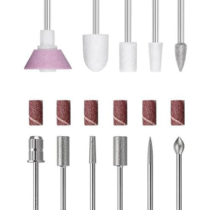 11-Piece Nail Drill Bits Set with 6 Sanding – Professional-Grade Material: Made from high-quality diamond and – Image 2