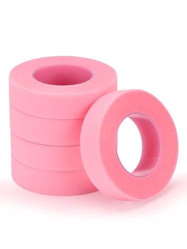 TEOYALL PE Lash Tapes - 5 Rolls Adhesive Micropore Breathable Pink Eyelash Extension Tapes, 9 Meters Each