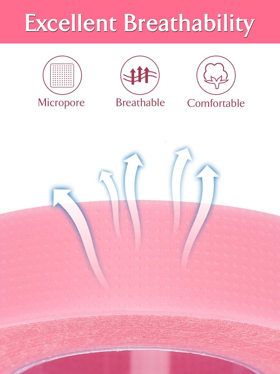 TEOYALL PE Lash Tapes - 5 Rolls Adhesive Micropore Breathable Pink Eyelash Extension Tapes, 9 Meters Each - görsel 3