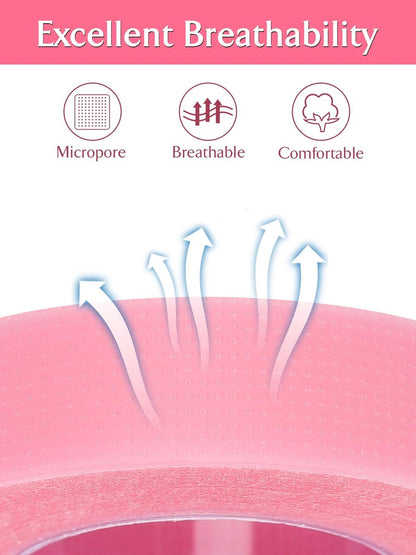 TEOYALL PE Lash Tapes - 5 Rolls Adhesive Micropore Breathable Pink Eyelash Extension Tapes, 9 Meters Each