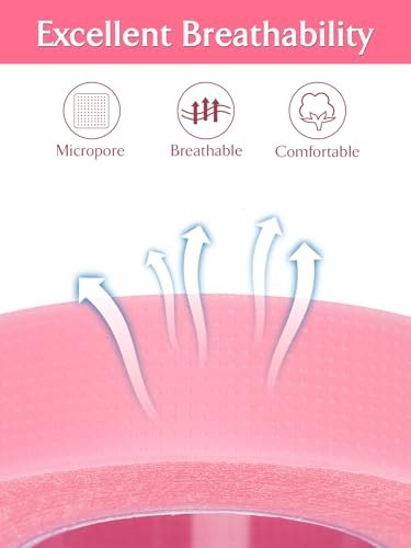 TEOYALL PE Lash Tapes - 5 Rolls Adhesive Micropore Breathable Pink Eyelash Extension Tapes, 9 Meters Each - görsel 4
