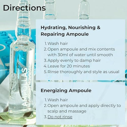 Agua de Cielo Hair Ampoules Set – Intensive Hair Treatment for Damaged Hair, Nourish, Hydrate, Repair & Growth – 4 Ampoules of 10ml Avelisse
