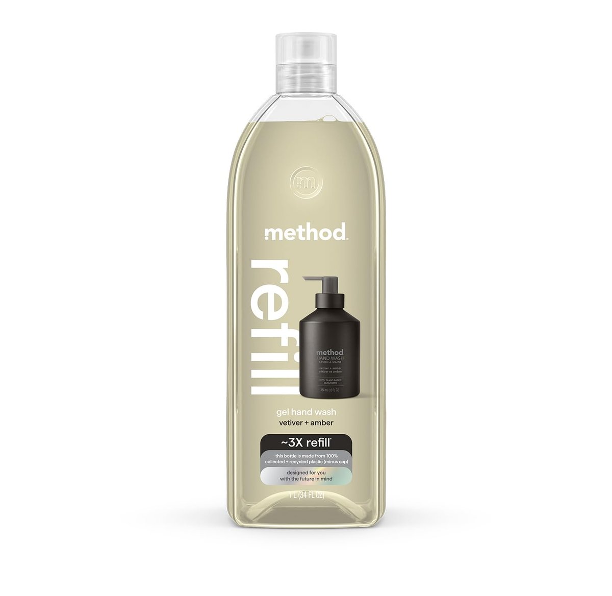 Method Gel Hand Soap Refill, Vetiver + Amber, 34 Fl Oz Avelisse