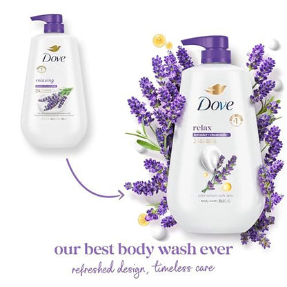 Dove Body Wash with Pump Relax Lavender Oil & Chamomile for 24hr Lotion-Soft Skin, Moisturizing Skin Cleanser, No Sulfates, No Parabens, 30.6 Oz Avelisse