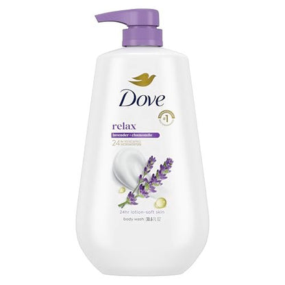 Dove Body Wash with Pump Relax Lavender Oil & Chamomile for 24hr Lotion-Soft Skin, Moisturizing Skin Cleanser, No Sulfates, No Parabens, 30.6 Oz Avelisse