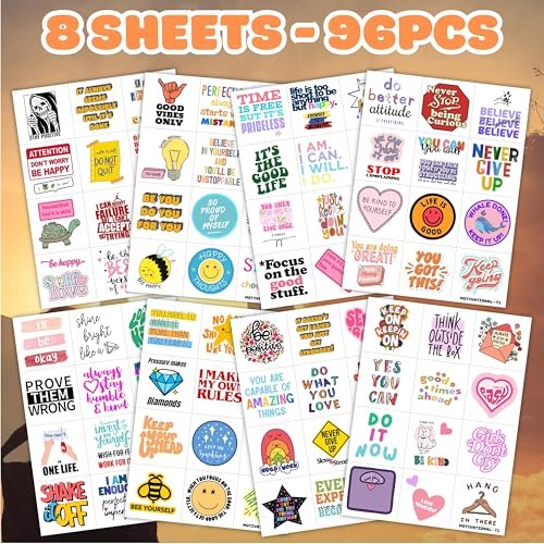 96-Piece Motivational Pre-Cut Temporary Tattoos - Inspirational Quote Tattoos for Women, Men, Teens & Kids - Birthday Party Favors, School Prizes, Classroom Rewards - görsel 6