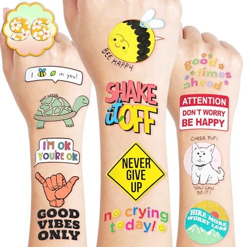 96-Piece Motivational Pre-Cut Temporary Tattoos - Inspirational Quote Tattoos for Women, Men, Teens & Kids - Birthday Party Favors, School Prizes, Classroom Rewards - görsel 2