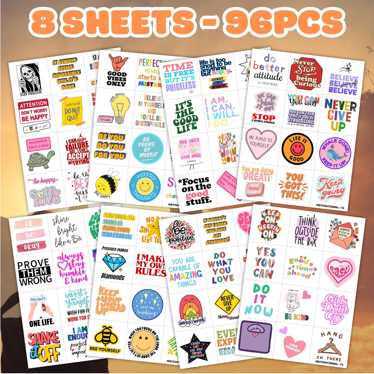 96-Piece Motivational Pre-Cut Temporary Tattoos - Inspirational Quote Tattoos for Women, Men, Teens & Kids - Birthday Party Favors, School Prizes, Classroom Rewards - görsel 5
