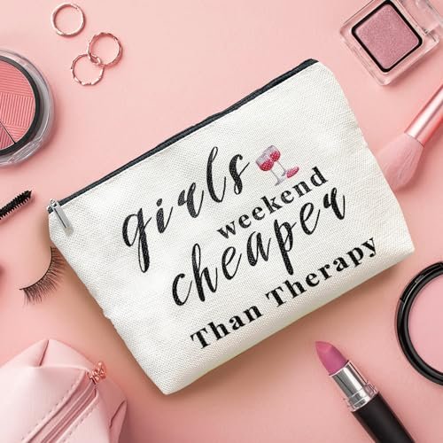 3-Piece Girls Weekend Travel Makeup Bag Set - Bestie Gift for Best Friends Travel, Christmas, Graduation, Wedding, Birthday (Beige) - görsel 14