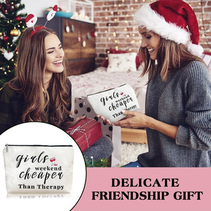 3-Piece Girls Weekend Travel Makeup Bag Set - Bestie Gift for Best Friends Travel, Christmas, Graduation, Wedding, Birthday (Beige)
