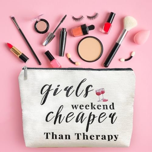 3-Piece Girls Weekend Travel Makeup Bag Set - Bestie Gift for Best Friends Travel, Christmas, Graduation, Wedding, Birthday (Beige) - görsel 12