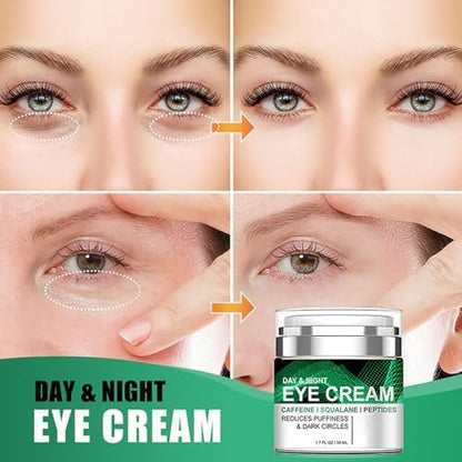 Grospe Caffeine Eye Cream for Puffiness and Bags Under Eyes - Daily Anti-Wrinkle Cream with Collagen & Peptide - Day and Night Eye Cream for Smoothing and Reducing Signs of Aging - 1.7 Fl Oz Avelisse