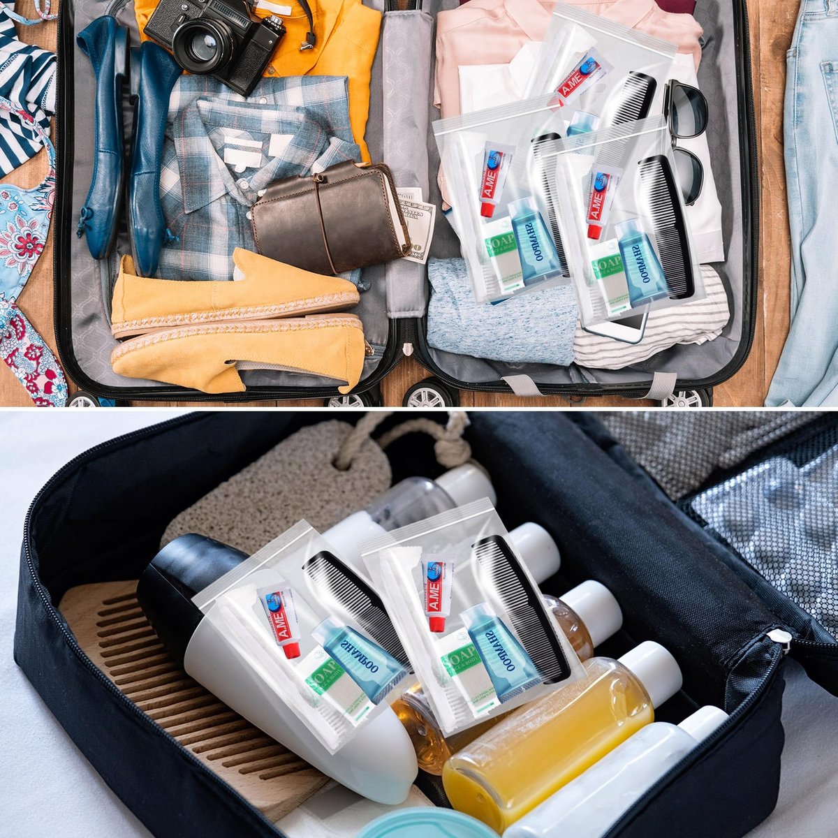 Ziliny 60-Piece Basic Toiletry Set – Homeless Hygiene Kits for Care Packages, Travel Toiletries Bulk for Men & Women, Reusable Supplies for Charity Avelisse