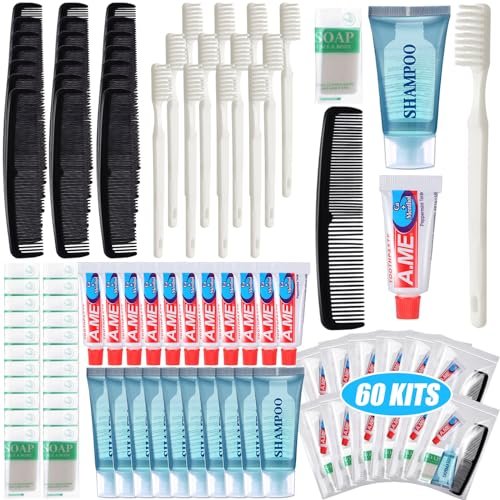 Ziliny 60-Piece Basic Toiletry Set – Homeless Hygiene Kits for Care Packages, Travel Toiletries Bulk for Men & Women, Reusable Supplies for Charity Avelisse