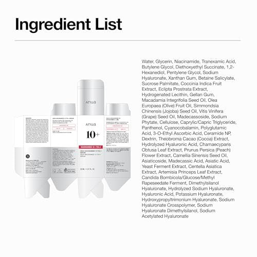 Anua Niacinamide 10 + TXA 4 Serum – Dark Spot Care & Hydrating Korean Facial Serum for Glass Skin, 1.01 fl.oz Avelisse