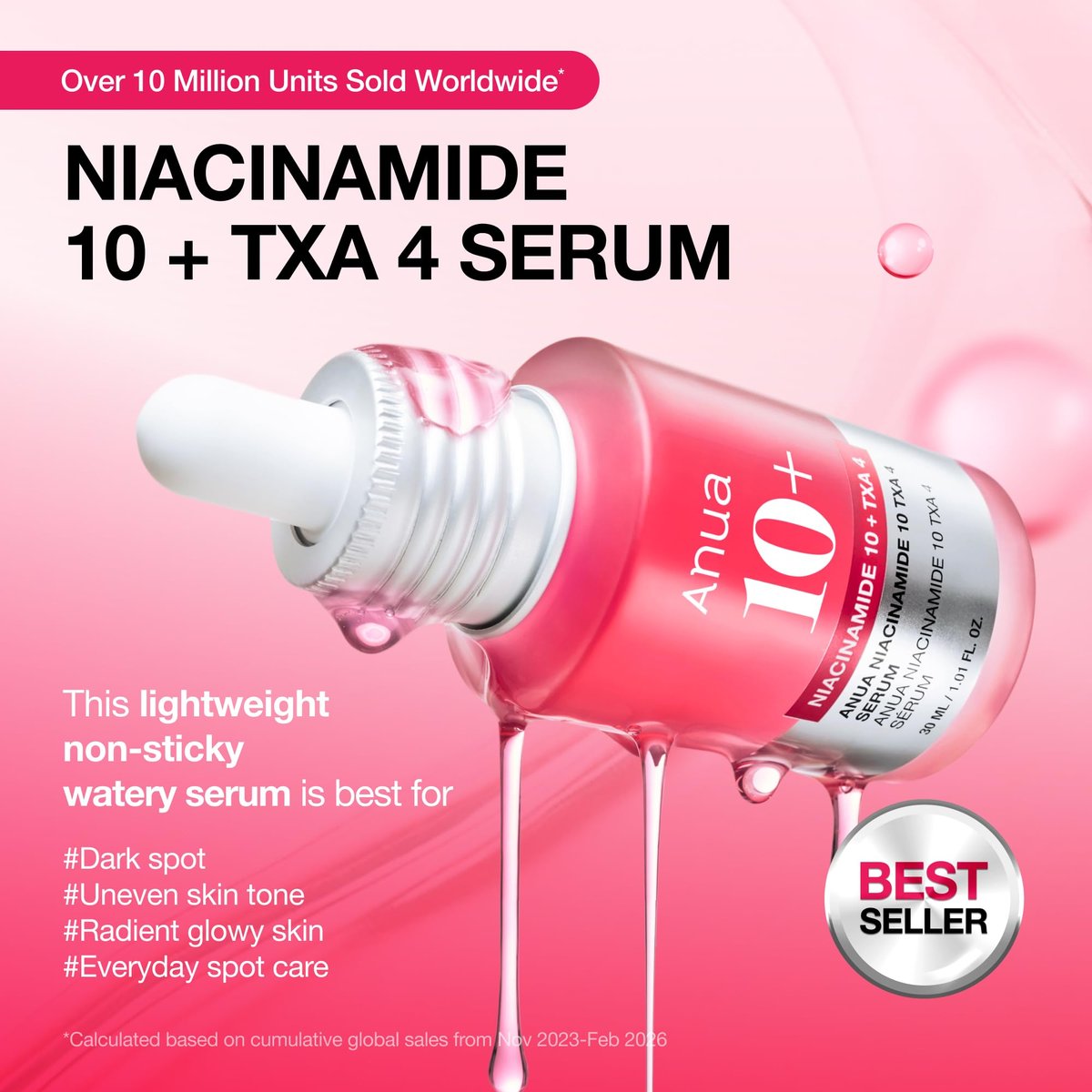 Anua Niacinamide 10 + TXA 4 Serum – Dark Spot Care & Hydrating Korean Facial Serum for Glass Skin, 1.01 fl.oz Avelisse