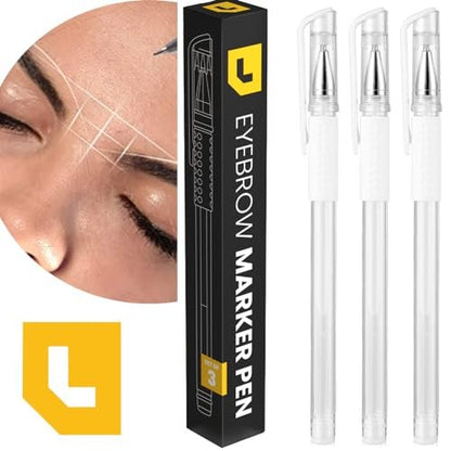 LIUDEX 3-Pack White Skin Marker Pens for PMU Microblading Eyebrow Mapping & Positioning