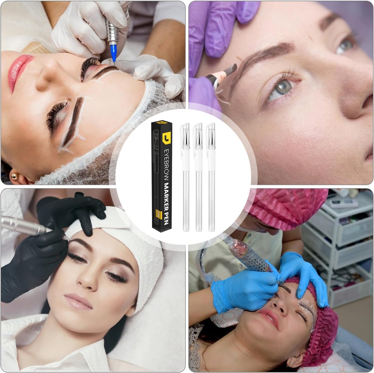 LIUDEX 3-Pack White Skin Marker Pens for PMU Microblading Eyebrow Mapping & Positioning - görsel 10