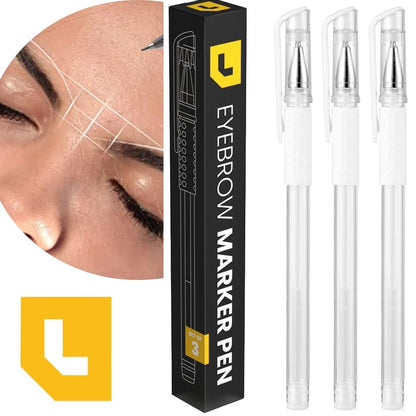 LIUDEX 3-Pack White Skin Marker Pens for PMU Microblading Eyebrow Mapping & Positioning