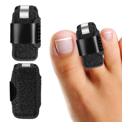 LINXIU Toe Splint for Broken Toe Straightener Brace – Hammer Toe Corrector for Men & Women (2 Pairs, Black)