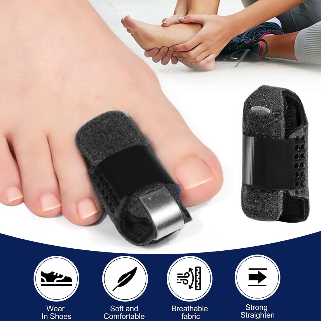 LINXIU Toe Splint for Broken Toe Straightener Brace – Hammer Toe Corrector for Men & Women (2 Pairs, Black) - görsel 11