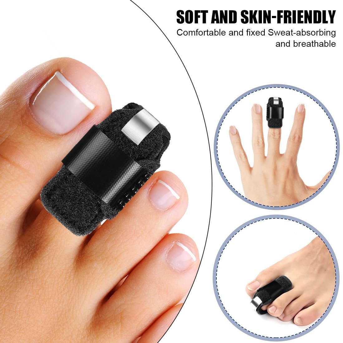 LINXIU Toe Splint for Broken Toe Straightener Brace – Hammer Toe Corrector for Men & Women (2 Pairs, Black) - görsel 5