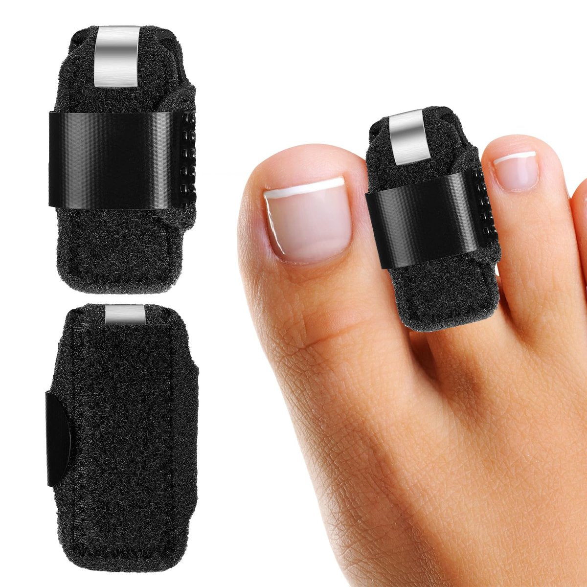 LINXIU Toe Splint for Broken Toe Straightener Brace – Hammer Toe Corrector for Men & Women (2 Pairs, Black) - görsel 1
