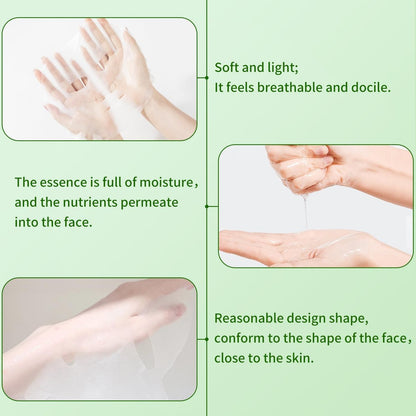 Aloe Vera Face Mask – Hydrating Sheet Masks for Dry, Oily, Sensitive Skin, Moisturizing, Soothing, Calming, Sun Care, Acne, 10-Pack Avelisse