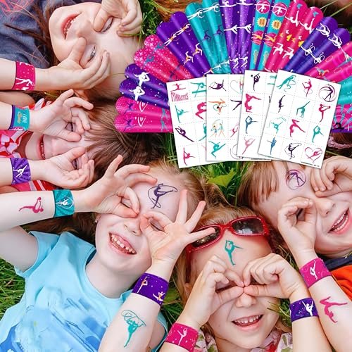 72 PCS Gymnastics Party Favors - 48 Temporary Tattoos & 24 Slap Bracelets for Kids, Gymnastics-Themed Birthday Party Supplies, School Prizes, Christmas Rewards - görsel 16