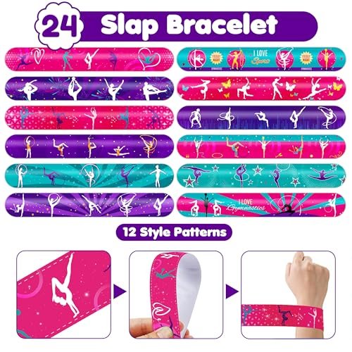 72 PCS Gymnastics Party Favors - 48 Temporary Tattoos & 24 Slap Bracelets for Kids, Gymnastics-Themed Birthday Party Supplies, School Prizes, Christmas Rewards - görsel 14