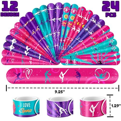 72 PCS Gymnastics Party Favors - 48 Temporary Tattoos & 24 Slap Bracelets for Kids, Gymnastics-Themed Birthday Party Supplies, School Prizes, Christmas Rewards - görsel 6