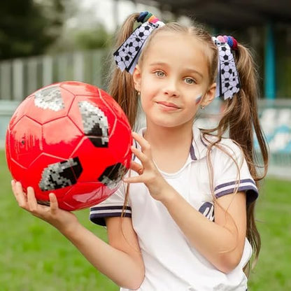 2 Pack Cheer Soccer Hair Accessories for Girls – Ribbon Elastic Ponytail Holders for Soccer Team Parties