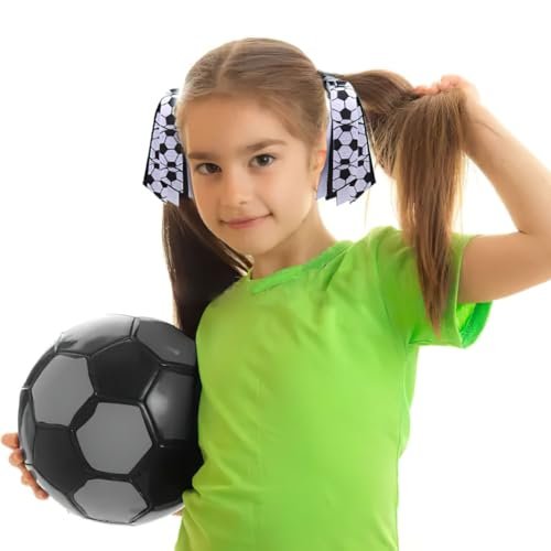 2 Pack Cheer Soccer Hair Accessories for Girls – Ribbon Elastic Ponytail Holders for Soccer Team Parties - görsel 12