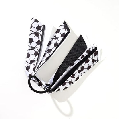 2 Pack Cheer Soccer Hair Accessories for Girls – Ribbon Elastic Ponytail Holders for Soccer Team Parties