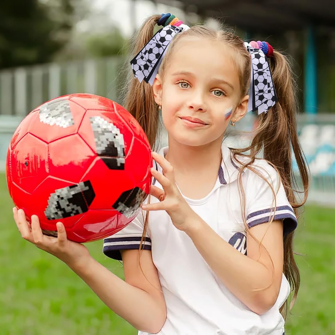2 Pack Cheer Soccer Hair Accessories for Girls – Ribbon Elastic Ponytail Holders for Soccer Team Parties - görsel 9