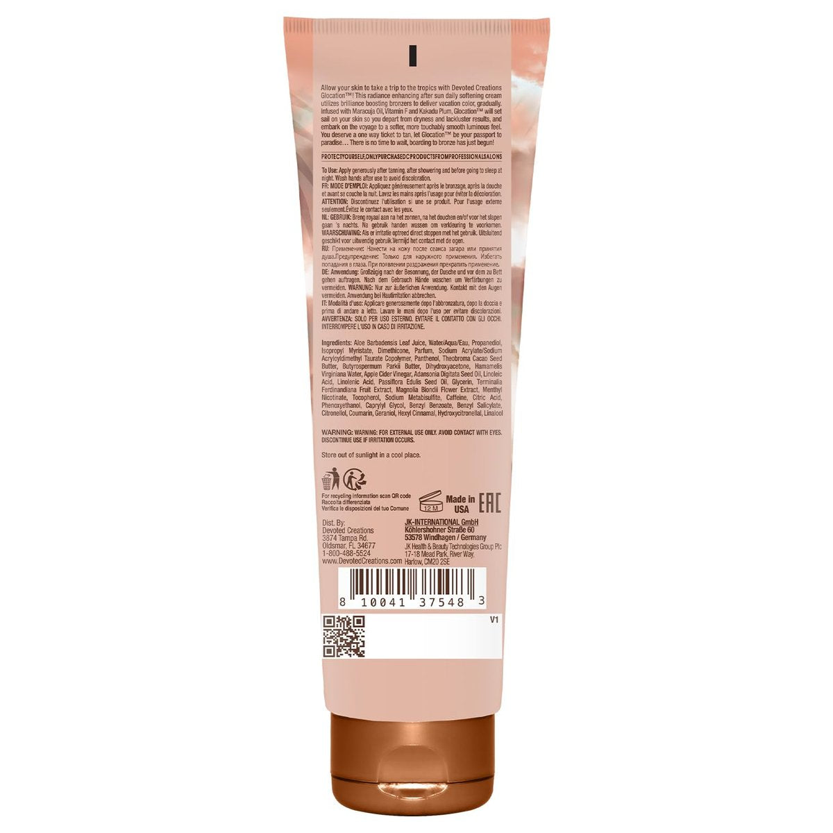 Devoted Creations Glocation Lush After Sun Daily Softening Cream - 8.5 Fl Oz Moisturizer for All Day Hydration Avelisse